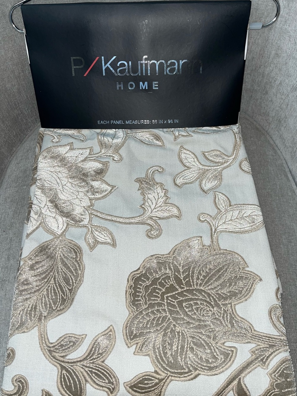 P/Kaufmann Home Set Floral Embroidered Velvet Curtains 2 36”x96” Panels NWT